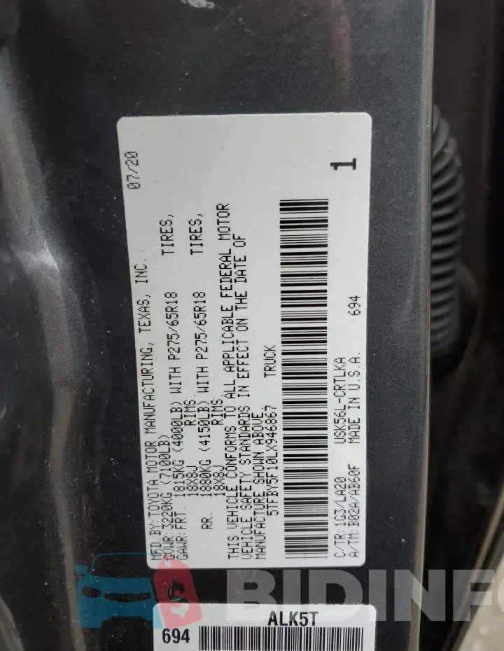 5TFBY5F10LX946867 Photo# 13