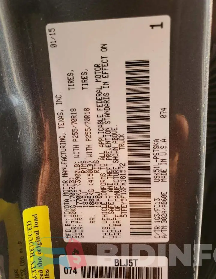 5TFEY5F1XFX181572 Photo# 10