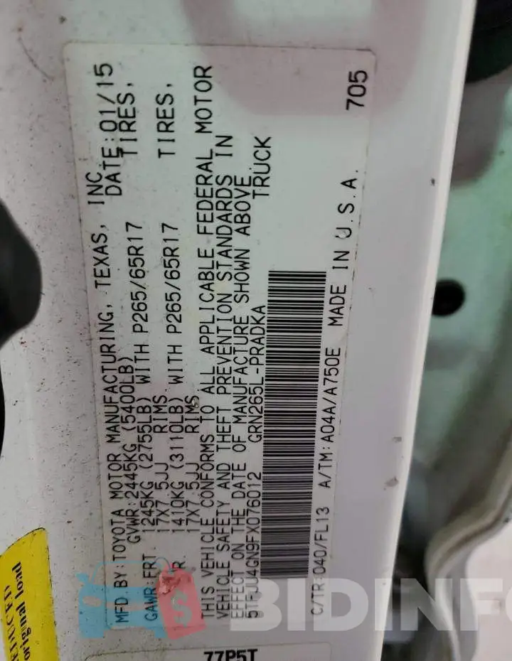 5TFJU4GN9FX076012 Photo# 12