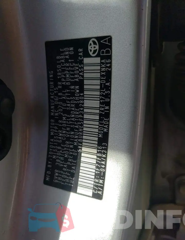 5YFBURHE5FP342804 Photo# 10