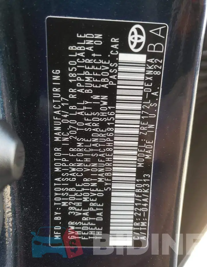 5YFBURHE8HP681561 Photo# 10