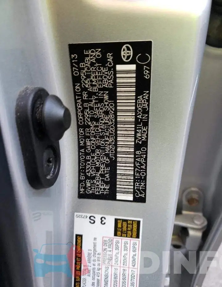 JTDZN3EU2D3289201 Photo# 10
