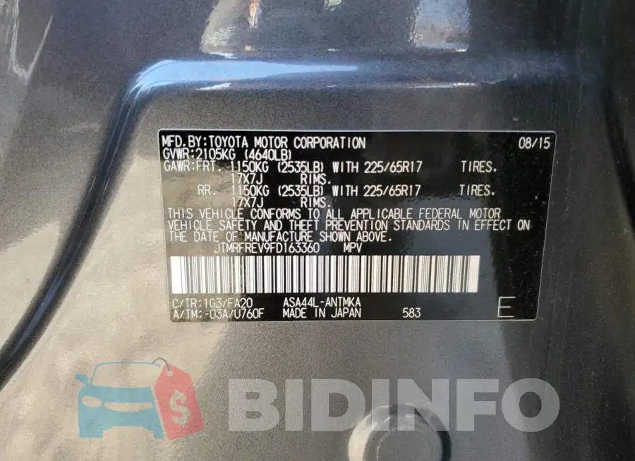 JTMRFREV9FD163360 Photo# 10