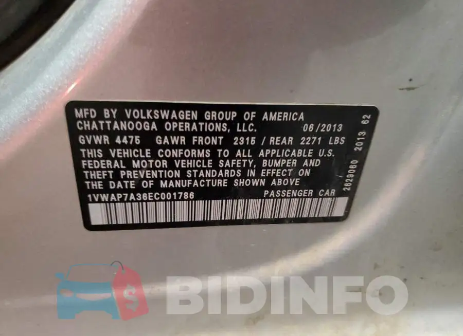 1VWAP7A36EC001786 Photo# 12
