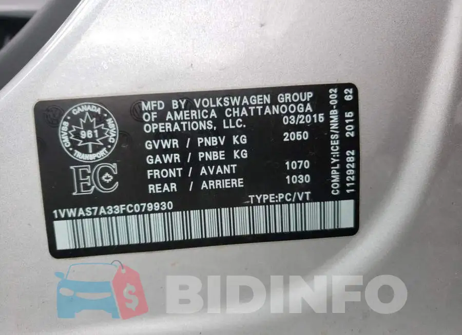 1VWAS7A33FC079930 Photo# 10