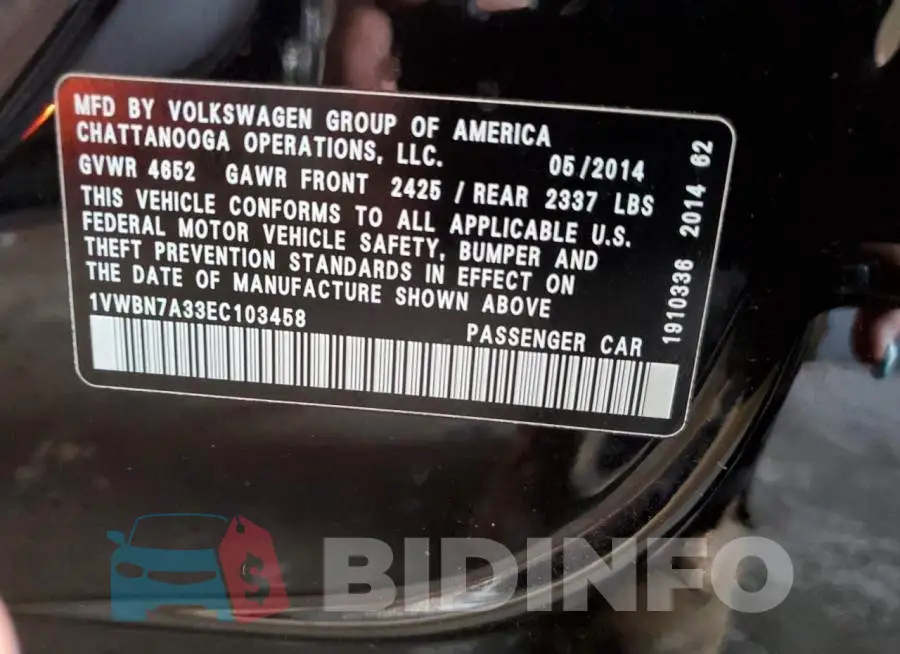 1VWBN7A33EC103458 Photo# 10