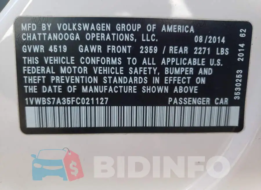 1VWBS7A35FC021127 Photo# 10