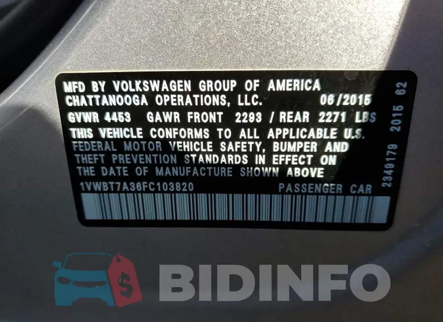 1VWBT7A36FC103820 Photo# 13
