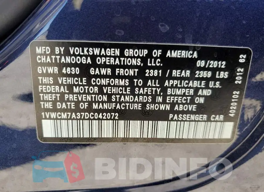 1VWCM7A37DC042072 Photo# 10