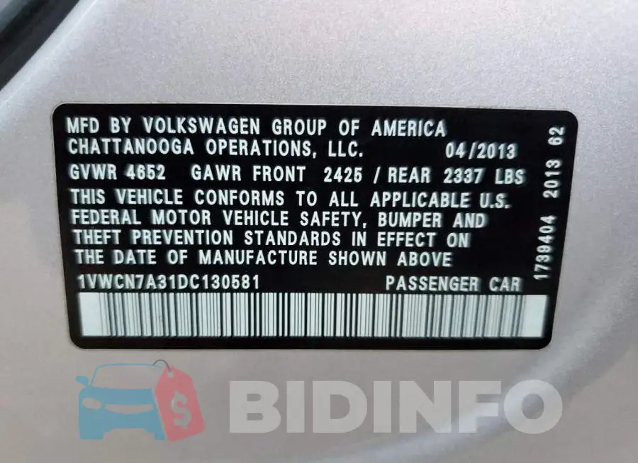 1VWCN7A31DC130581 Photo# 10