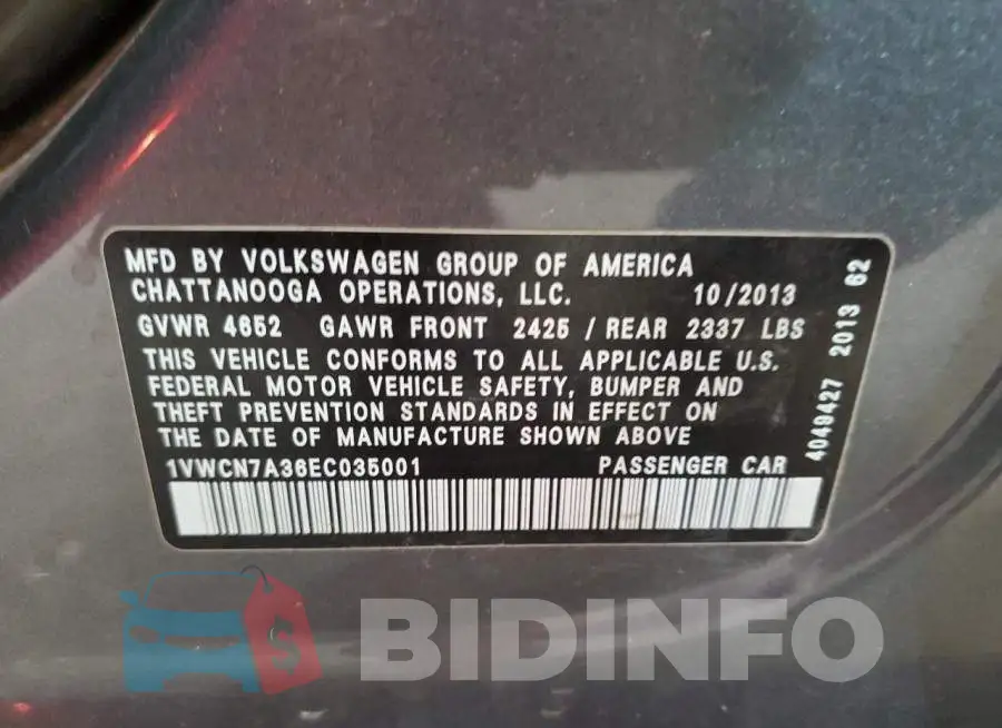 1VWCN7A36EC035001 Photo# 10
