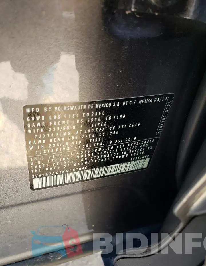 3VV3B7AX1NM161846 Photo# 10