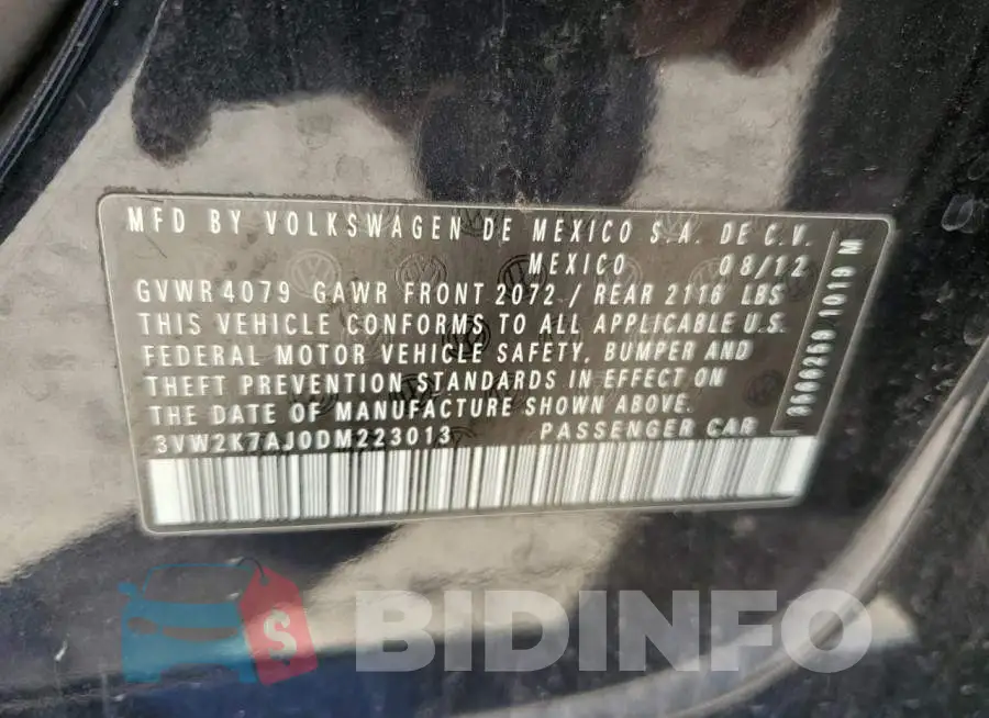 3VW2K7AJ0DM223013 Photo# 10