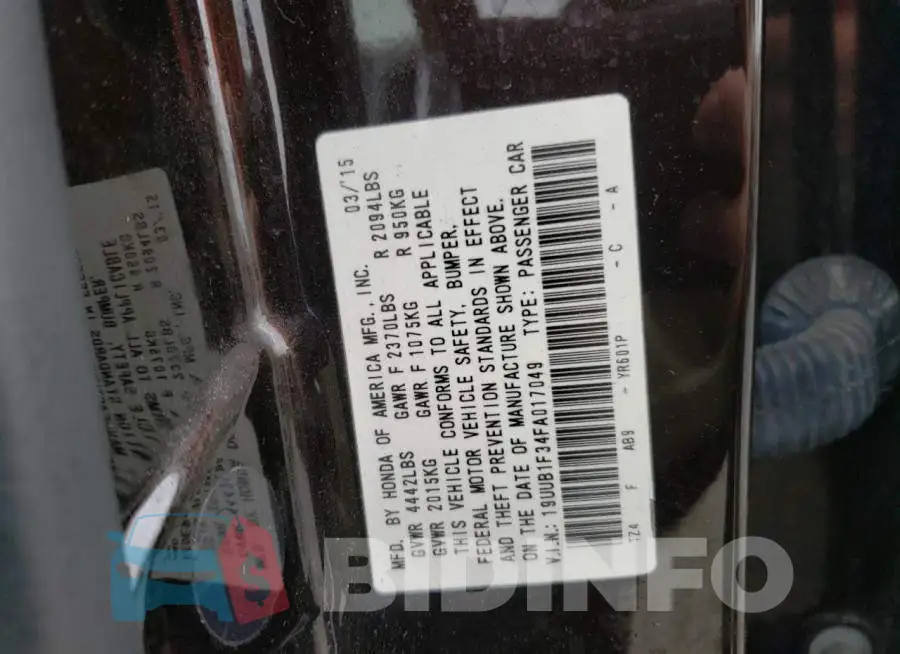 19UUB1F34FA017049 Photo# 10