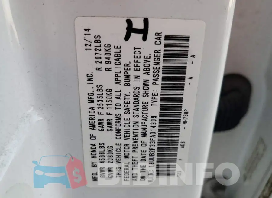 19UUB2F33FA014309 Photo# 10