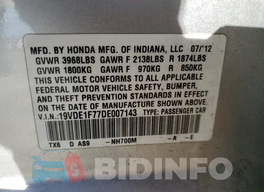 19VDE1F77DE007143 Photo# 10