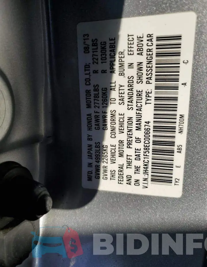 JH4KC1F58EC006674 Photo# 10
