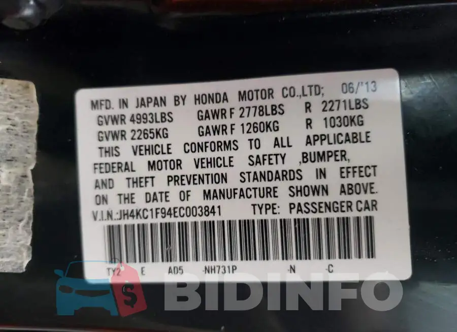 JH4KC1F94EC003841 Photo# 10