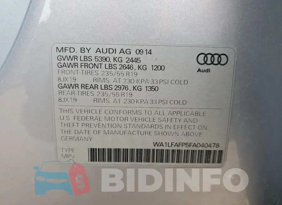 WA1LFAFP5FA040478 Photo# 13