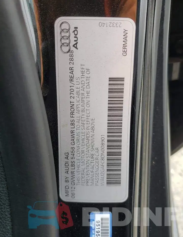 WAU2GAFC8DN008901 Photo# 10