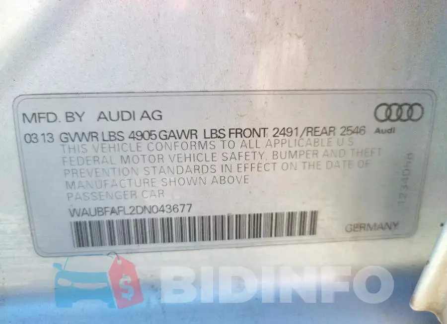 WAUBFAFL2DN043677 Photo# 10
