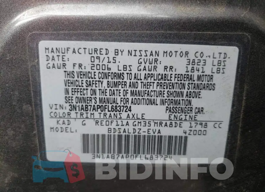3N1AB7AP0FL683724 Photo# 10
