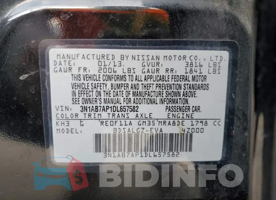 3N1AB7AP1DL657582 Photo# 10