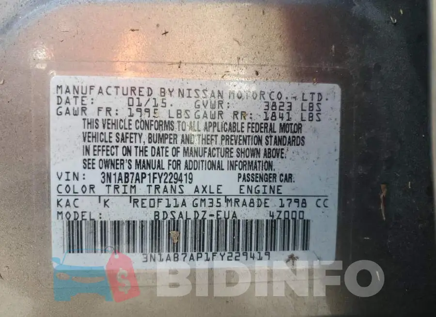 3N1AB7AP1FY229419 Photo# 10
