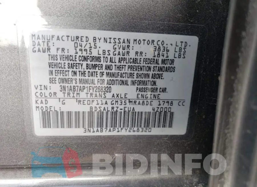 3N1AB7AP1FY268320 Photo# 12