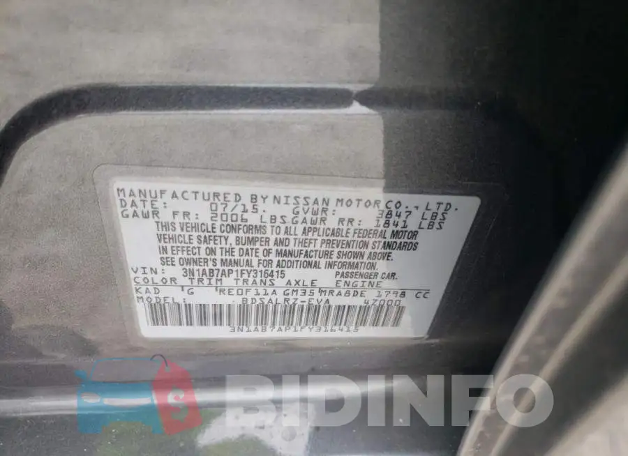3N1AB7AP1FY316415 Photo# 10