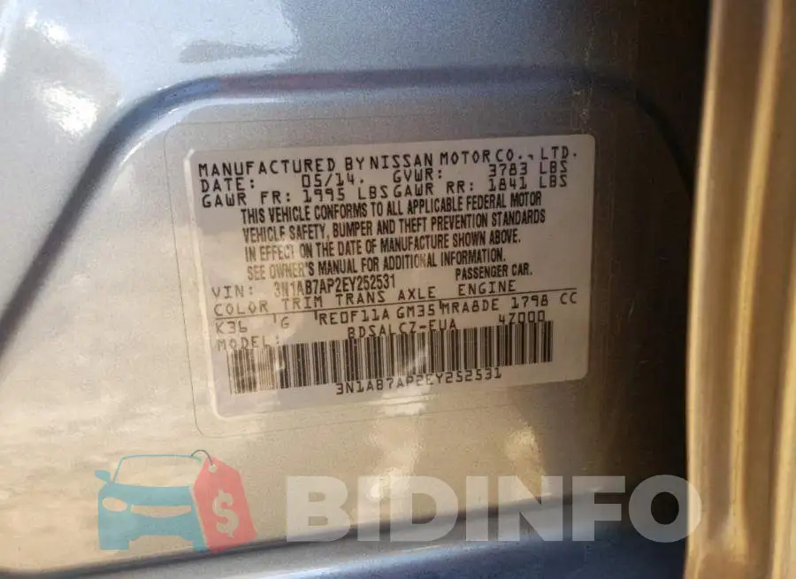 3N1AB7AP2EY252531 Photo# 13
