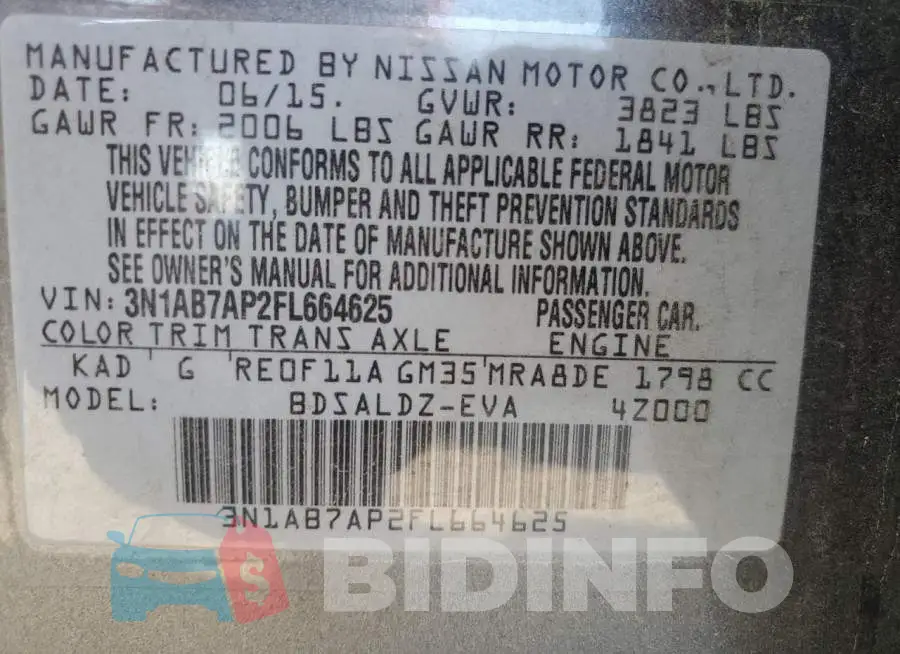 3N1AB7AP2FL664625 Photo# 10