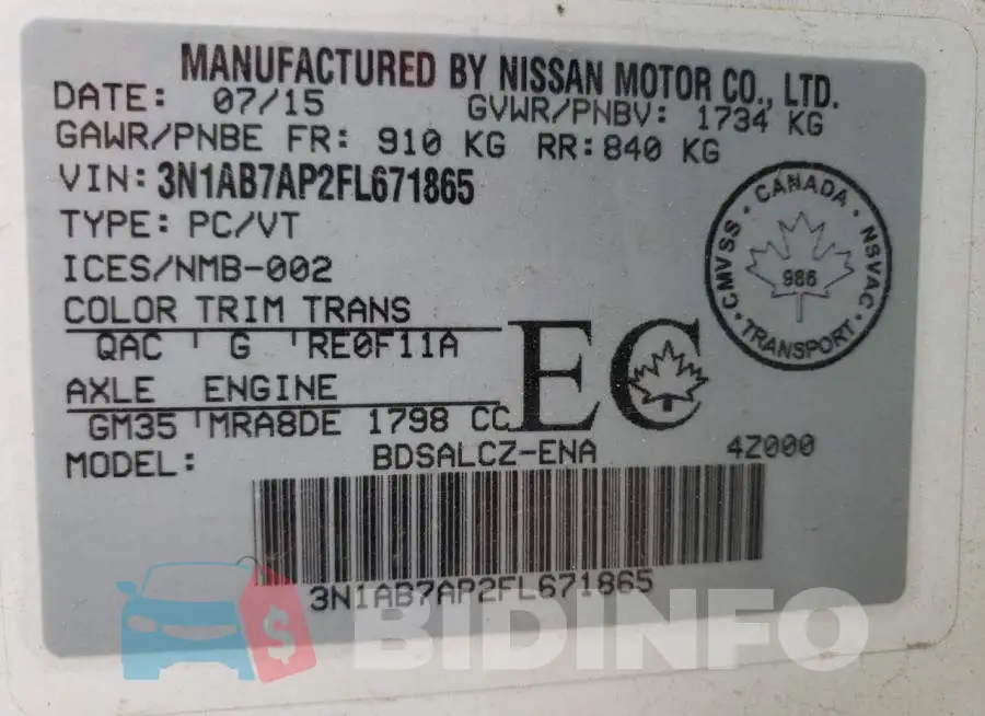 3N1AB7AP2FL671865 Photo# 10