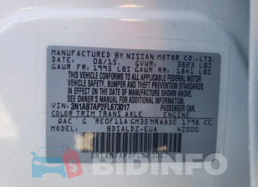 3N1AB7AP2FL673017 Photo# 10