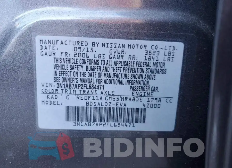 3N1AB7AP2FL684471 Photo# 13