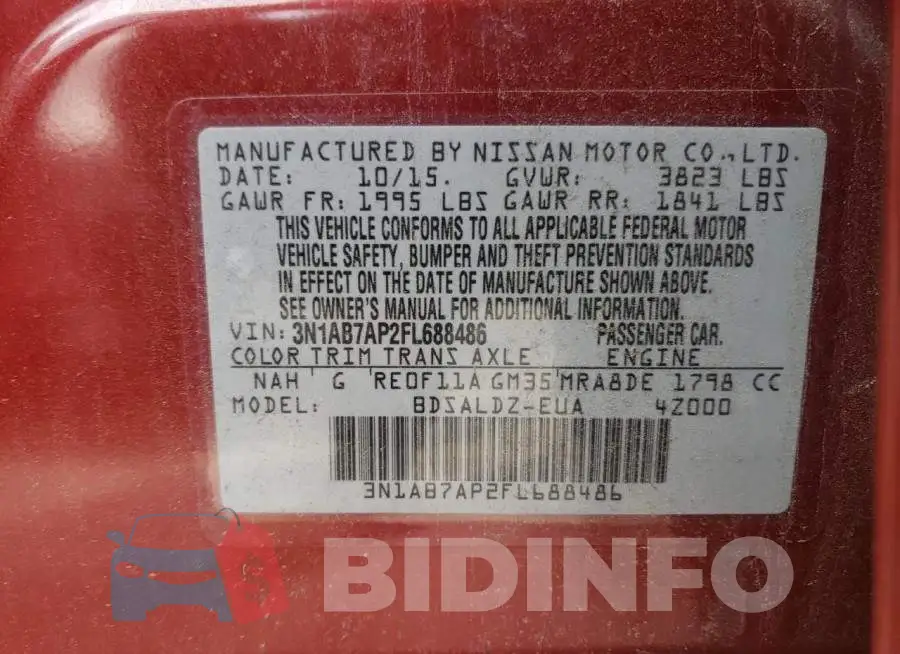 3N1AB7AP2FL688486 Photo# 10