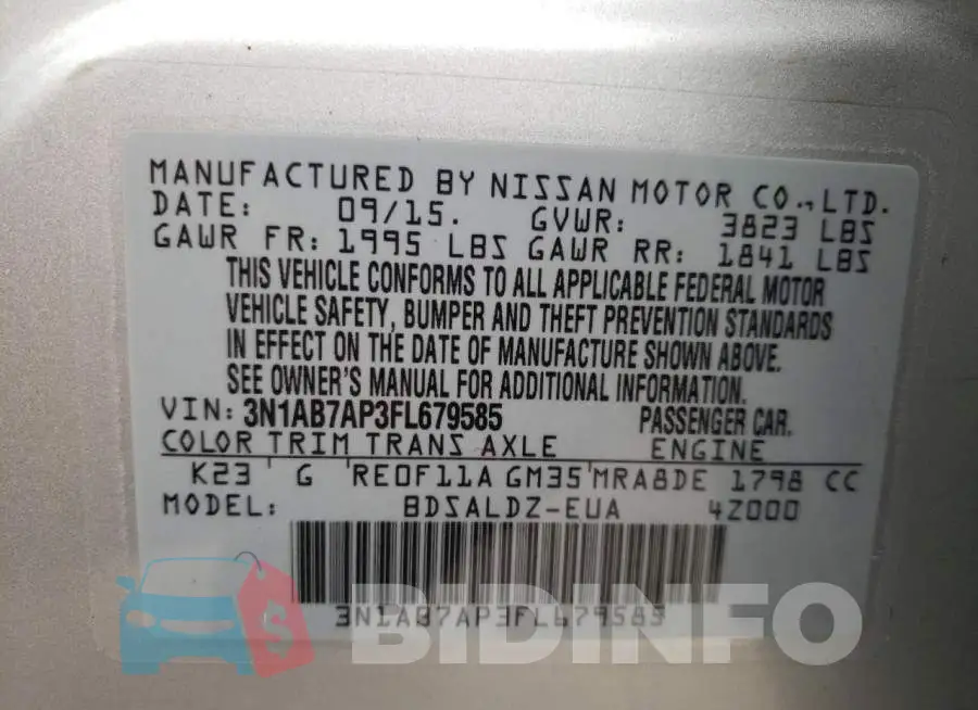 3N1AB7AP3FL679585 Photo# 12