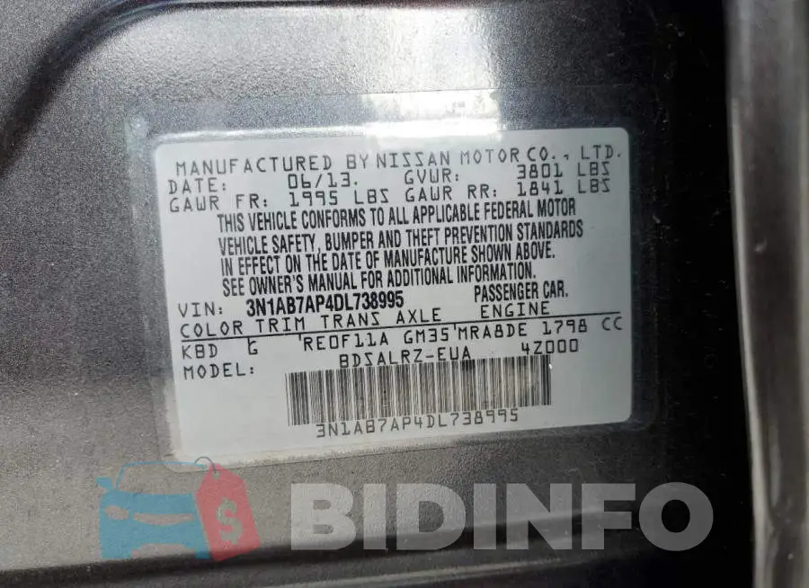 3N1AB7AP4DL738995 Photo# 10