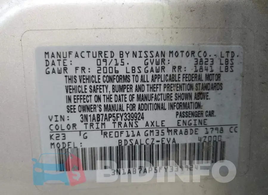 3N1AB7AP5FY339924 Photo# 10