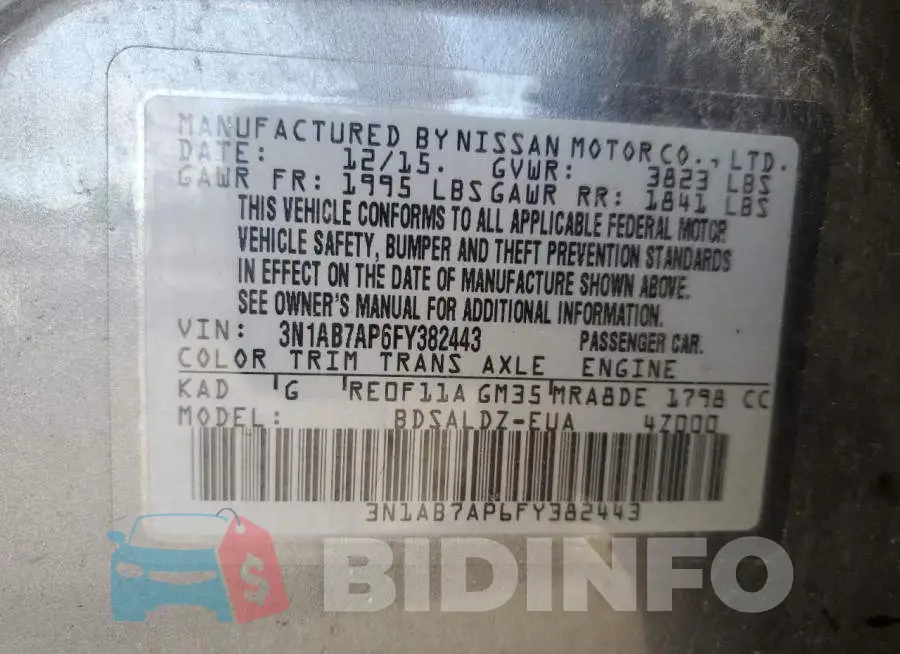 3N1AB7AP6FY382443 Photo# 10