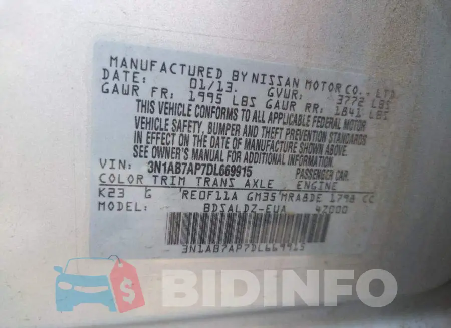 3N1AB7AP7DL669915 Photo# 13