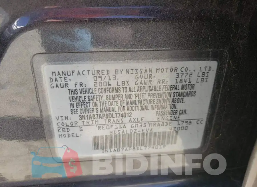 3N1AB7AP8DL774012 Photo# 10