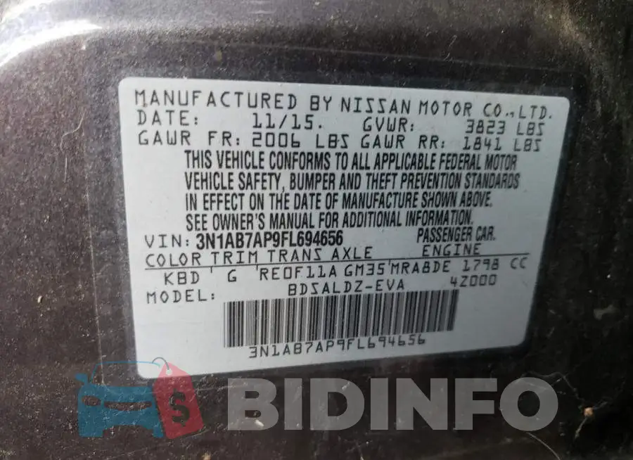 3N1AB7AP9FL694656 Photo# 10