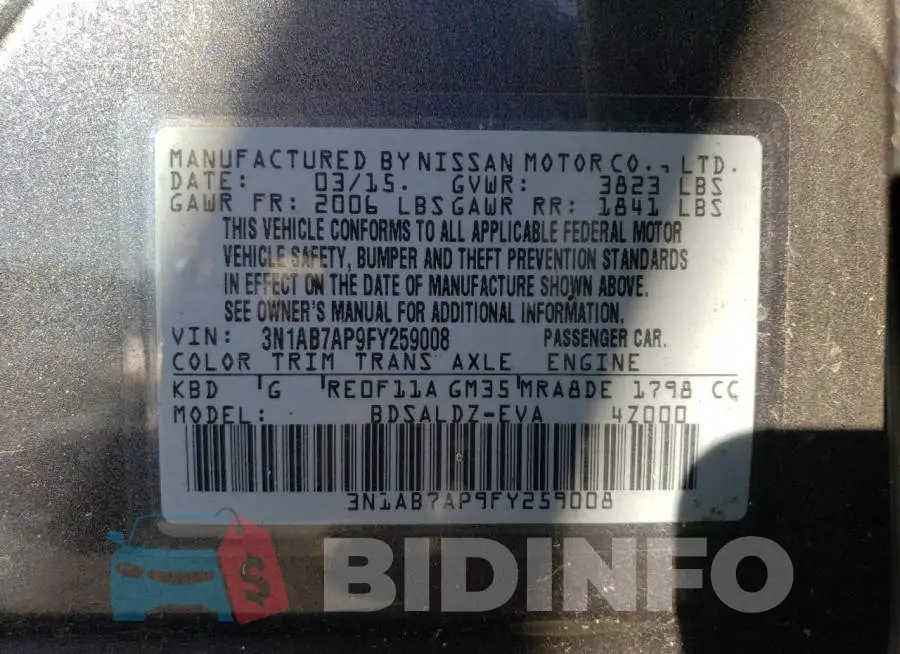 3N1AB7AP9FY259008 Photo# 12