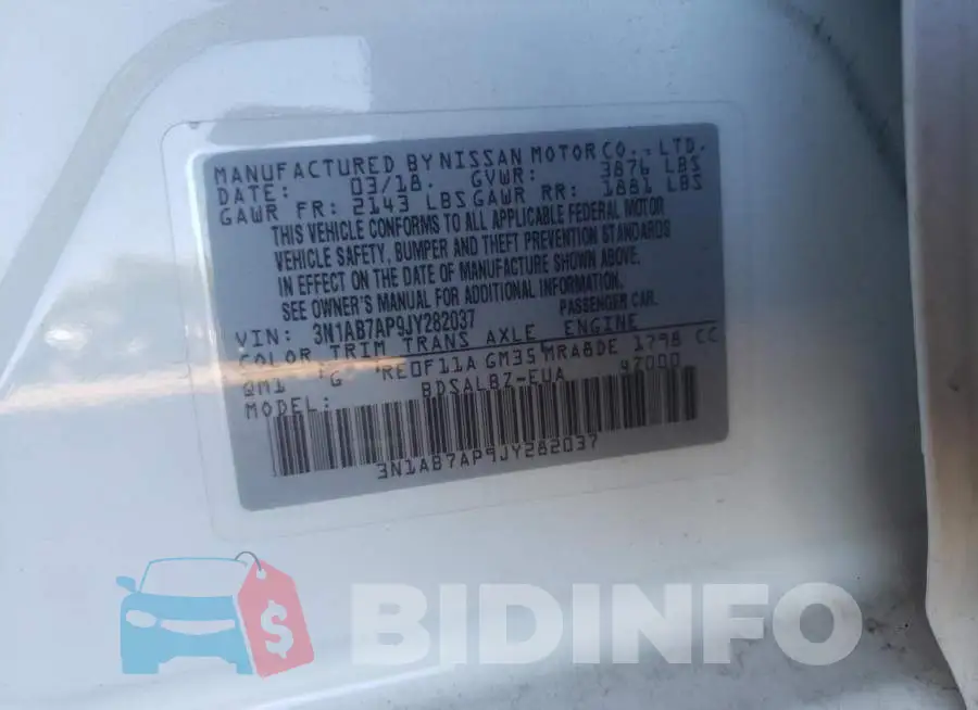 3N1AB7AP9JY282037 Photo# 10