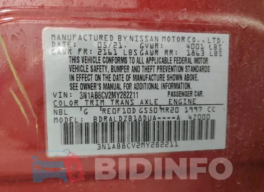3N1AB8CV2MY282211 Photo# 12