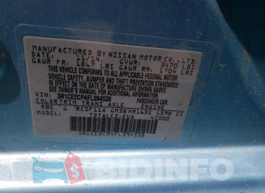3N1CE2CP4FL394538 Photo# 10