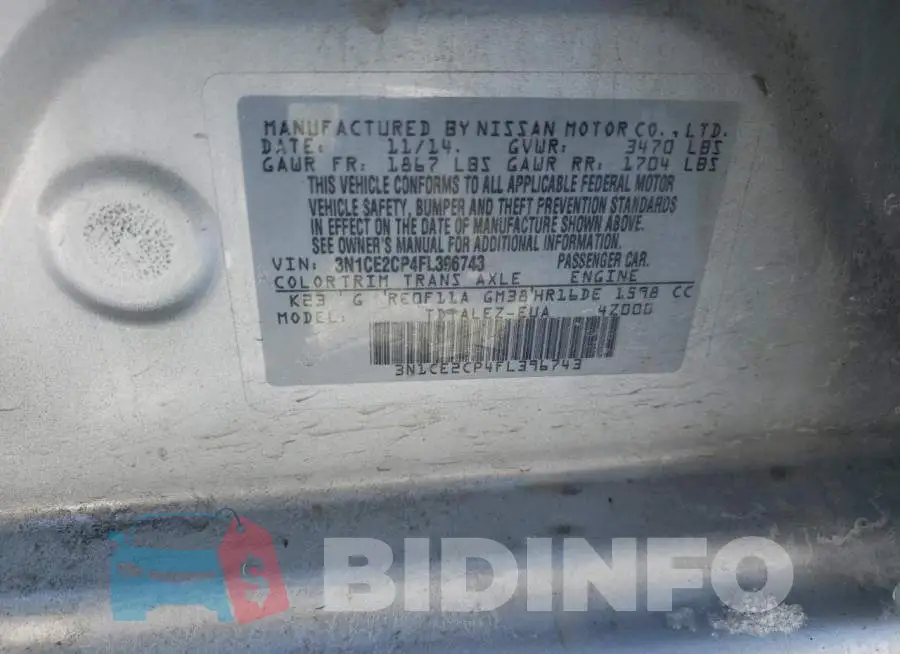 3N1CE2CP4FL396743 Photo# 10