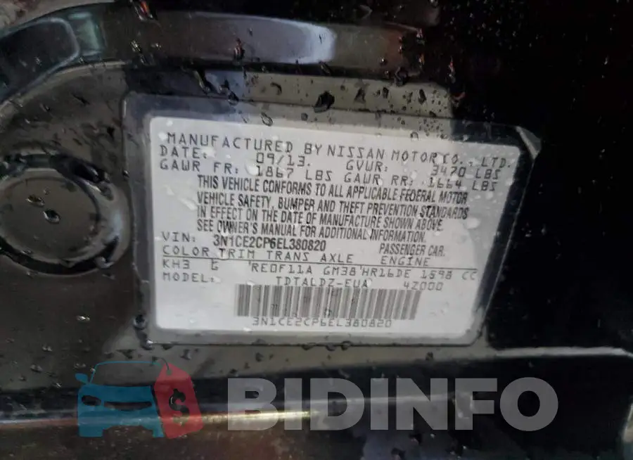 3N1CE2CP6EL380820 Photo# 10