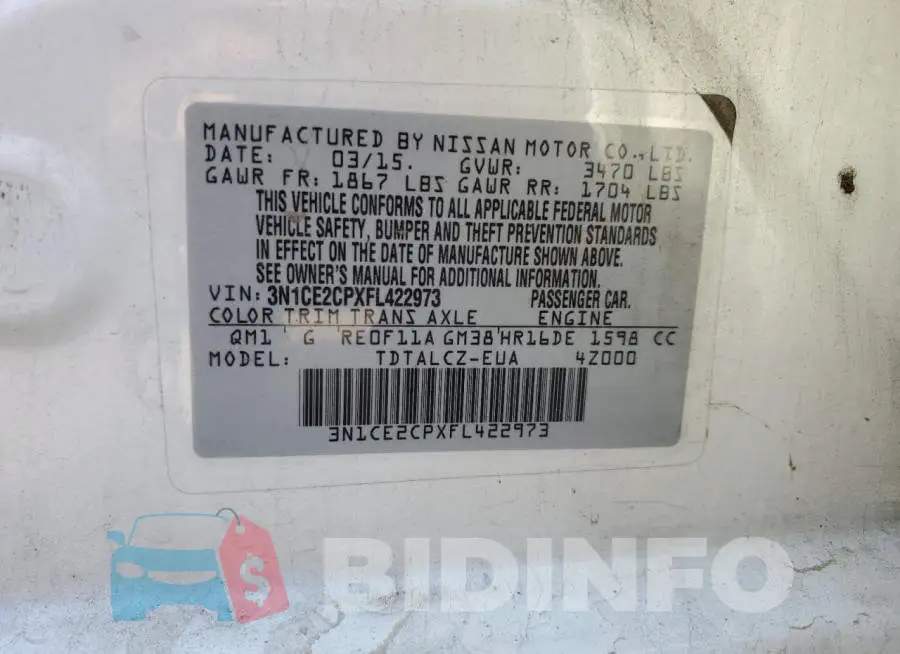 3N1CE2CPXFL422973 Photo# 12
